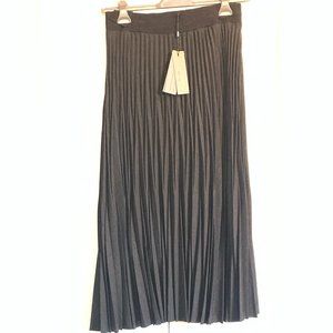 D.Exterior Accordian Pleat Midi Skirt, Charcoal Grey